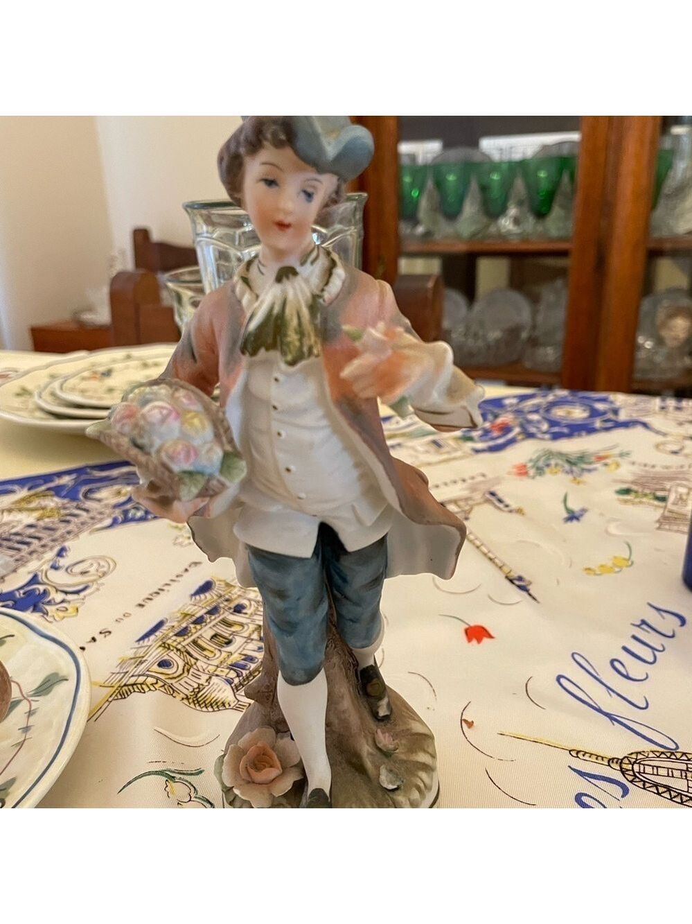 Vintage Original Arnart Creation Porcelain Colonial Figurine with Birdcage